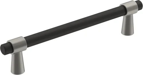 Vista 38 de Amerock BP37385FBG10 Mango de gabinete negro mate/níquel satinado Mango de gabinete de 3 pulgadas (76 mm) de centro a centro Mergence