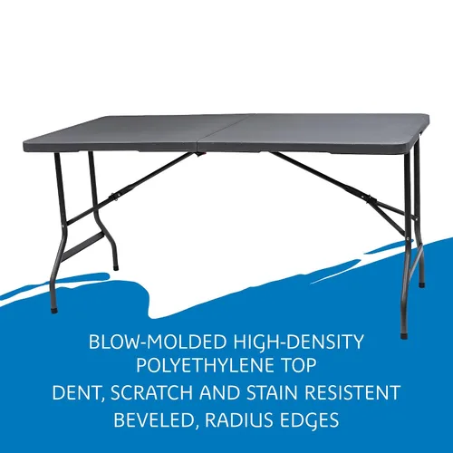 Vista 3 de Iceberg IndestrucTable Too - Mesa plegable biplegable, interior/exterior, grado comercial, carbón, 60 pulgadas de ancho x 30 pulgadas de profundidad