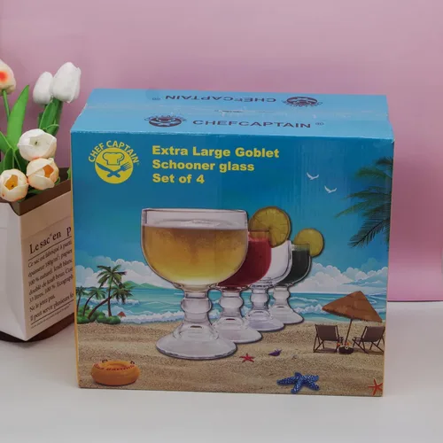 Vista 5 de Chefcaptain Margarita Glass Schooner - Juego de 4 copas extragrandes de 21.5 onzas, estilo de cristal sin plomo, coronaritas, margaritas, paquete