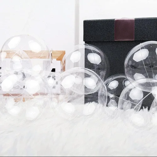 Vista 5 de Globos pequeños transparentes, 100 piezas de mini globos de burbujas BoBo sin látex, pequeños globos de cristal transparentes para decoración