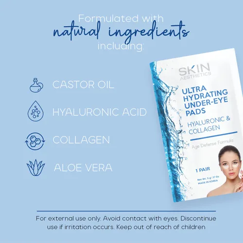 Vista 6 de Skin Aesthetics Parches hialurónicos y de colágeno para debajo de los ojos, reduce la hinchazón, las bolsas y las arrugas, ultra hidratantes
