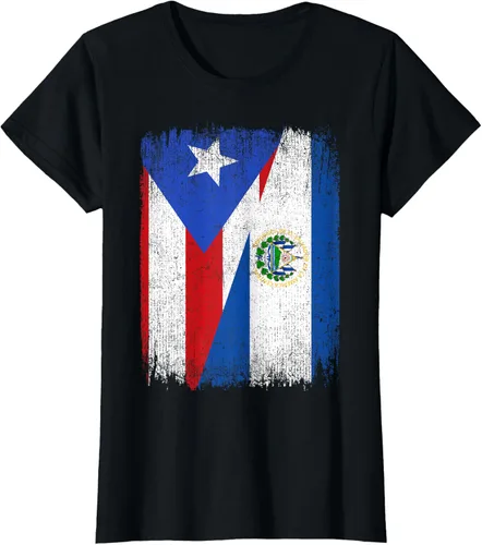 Vista 35 de Camiseta Half Puerto Rico El Salvador Flag Orgullo Salvadoreño Roots