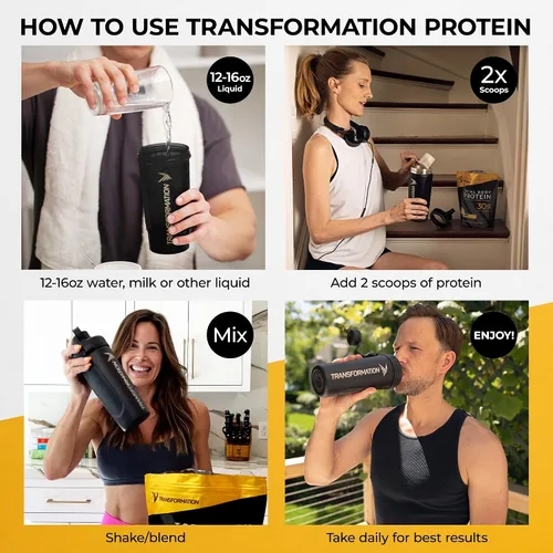 Vista 7 de Transformación Vanilla & Chocolate Protein Powder 30G Multi-Protein Superblend Péptidos de colágeno, clara de huevo y mezcla de plantas Aceite