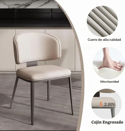 Vista 6 de Juego de 2 sillas de comedor modernas con respaldo alto, cómodas, sillas tapizadas a la moda para sala de cocina, silla de comedor sin brazos