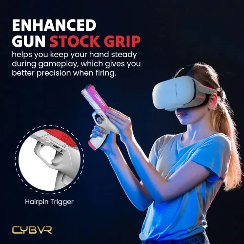 Vista 4 de CYBVR Weighted P-istol Grip Controller Attachment for Meta Quest 2, G-un Weight Feels Real, G-un Stock for OculusMeta Quest 2, VR Accessories for