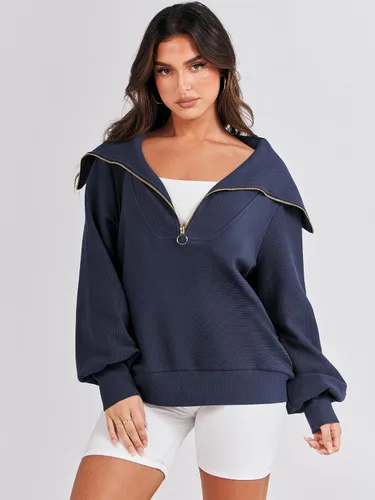 Vista 3 de ANRABESS Sudaderas con capucha para mujer, de gran tamaño, con cremallera de un cuarto, para adolescentes, niñas, ropa de moda Y2K