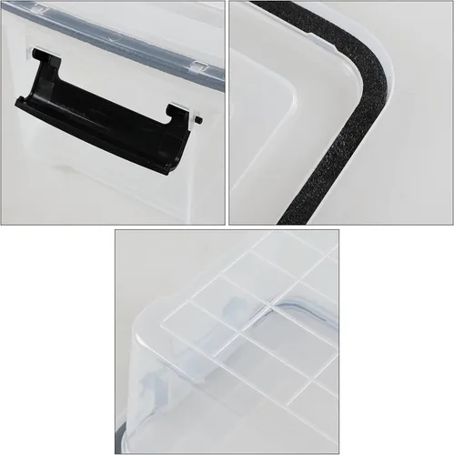 Vista 3 de Caja de almacenamiento de plástico transparente de 12 cuartos de galón con tapa, caja de almacenamiento con pestillo, paquete de 6