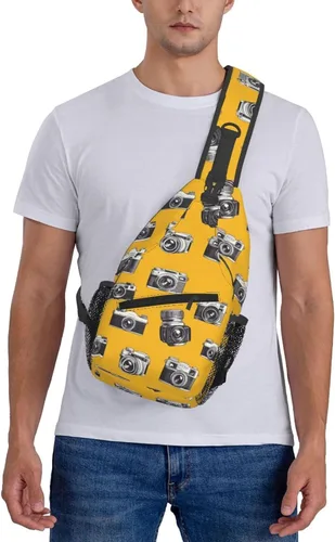 Vista 7 de Small Crossbody Bags for Women Men - Vintage Camera Yellow Print Adjustable Shoulder Bag Fanny Packs Belt Sling Bag Crossbody Purses Backpack for