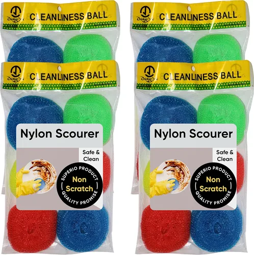 Vista 8 de Estropajos de nailon, para platos, ollas y estufas, estropajos de malla duraderos, para una limpieza resistente. Estropajos de nailon para platos
