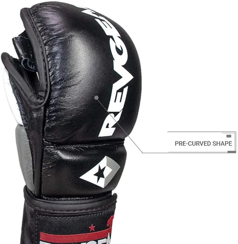 Vista 2 de Revgear Pro Series MS1 MMA Boxing Gloves, Premium Leather for Muay Thai, Sparring, MMA Enthusiasts, Medium, Black, Ideal for Training, Great