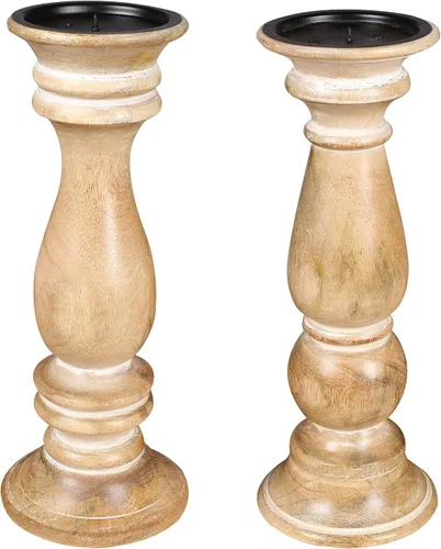 Vista 15 de pilares decorativos de madera para velas