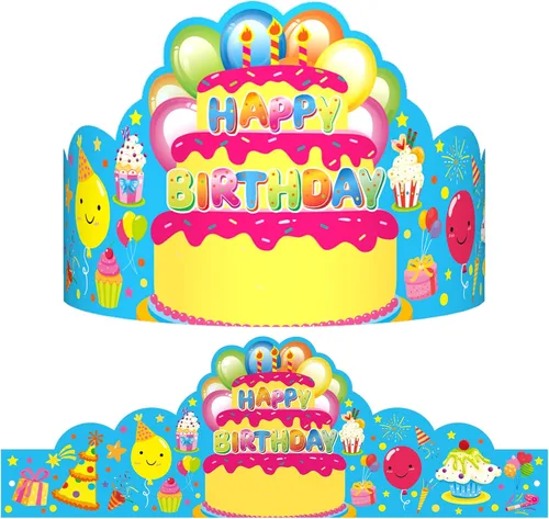 Vista 8 de Paquete de 36 coronas de cumpleaños para niños, sombreros de fiesta de papel coloridos para estudiantes, aula, escuela, suministros de fiesta VBS