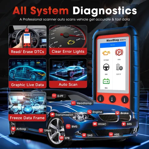Vista 4 de Autel MaxiDiag MD808 PRO OBD2 Escáner, herramienta de diagnóstico para todos los sistemas, versión mejorada de MD806 MD802, 7 servicios especiales