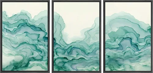 Vista 35 de SIGNWIN Lienzo enmarcado para pared, vista aérea de palmeras tropicales en un cielo azul, fotografía del océano costero, arte moderno, panorámico