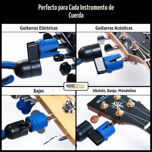 Vista 3 de MusicNomad Kit de herramientas para cambiar cuerdas de guitarra de 6 piezas con enrollador, cortador, extractor, Tune-It, llave hexagonal