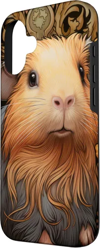 Vista 2 de iPhone 16 Guinea Pig Art Nouveau Abstract Case