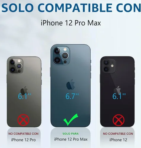 Vista 2 de FNTCASE Funda para iPhone 12 Pro Max, protector de pantalla integrado Negro