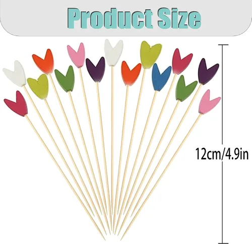 Vista 4 de Palillos de cóctel de comida para aperitivos, 100 piezas de frutas tropicales, palillos de dientes de lujo, decoración de sándwich de frutas