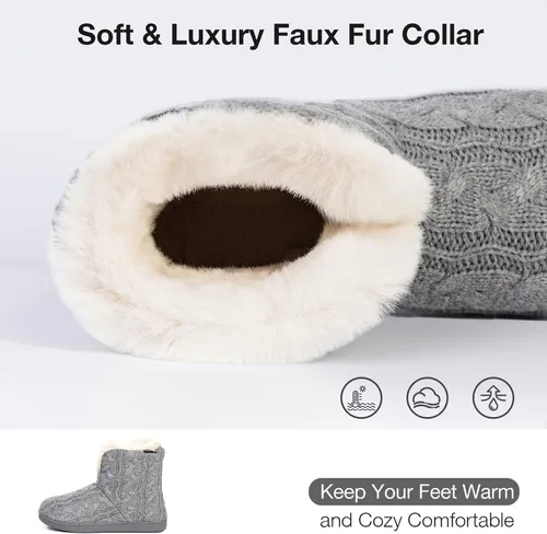 Vista 3 de HomeTop Women's Fuzzy Memory Foam Boot Slippers with Indoor Outdoor Rubber Sole
