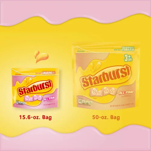 Vista 4 de STARBURST All Pink - Paquete a granel de caramelos masticables de frutas, tamaño compartido, 15.6 onzas, paquete de 6 Strawberry candy pink candy