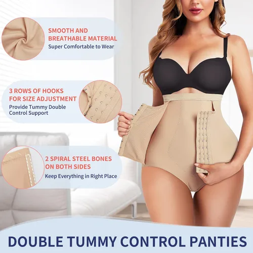 Vista 3 de HAENPISY Calzones levantadores de glúteos para mujer cintura alta control de abdomen moldeadores de cintura faja moldeadora