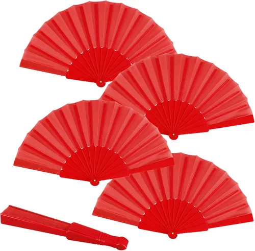 Vista 7 de Minelife 10 abanicos de mano plegables pequeños, estilo chino, japonés, ventilador de mano de verano, abanicos de tela vintage negros para fiestas