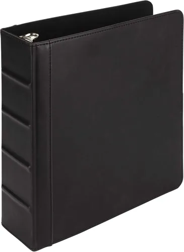 Vista 18 de Samsill Carpeta de cuero vintage con 3 anillos redondos de 0.5 pulgadas (100 hojas), documentos de 8.5 x 11 pulgadas, organizador profesional, Negro