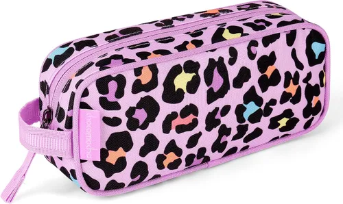 Vista 16 de Estuche para lápices Choco Mocha para niñas, gran estuche de lápices con cremallera suave para niñas con 2 compartimentos, estuche de lápices