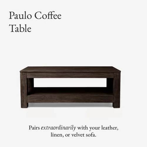 Vista 6 de Maven Lane Paulo - Mesa de centro rectangular de 18 pulgadas con almacenamiento, madera maciza marrón, ideal para sala de estar y sala de estar