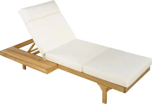Vista 10 de [Usado] Christopher Knight Home Juego de 2 tumbonas de madera de acacia, tumbonas dobles/individuales para tomar el sol al aire libre con cojín