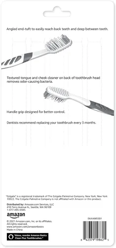 Vista 2 de Amazon Basics Cepillos de dientes Clean Plus, suaves, completos, 10 unidades, 1 paquete (anteriormente Solimo)