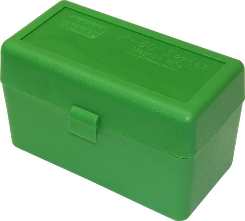 Vista 8 de MTM Caja de munición para rifle de 50 cartuchos con tapa abatible Large Mag (Azul transparente)