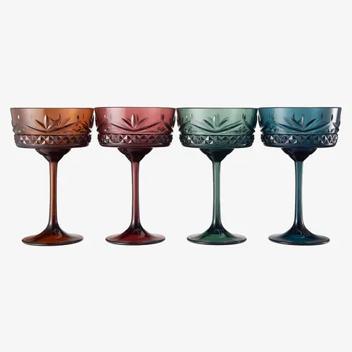 Vista 7 de Khen Vasos de cóctel y Martini Coupé de Tritan inastillables, resellables Juego de 4 vasos de cristal similar, reutilizables, irrompibles e Mixto