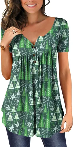 Vista 2 de SMIDOW Linda túnica de moda 2023 para mujer, color degradado, casual, holgada, larga, plisada, fluida