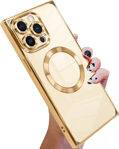 Vista 13 de KANGHAR Funda diseñada para iPhone 12 Pro Magnética Transparente con Protector de Lente de Cámara [Compatible con MagSafe] Diseño de Placado