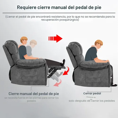 Vista 6 de Silla reclinable moderna ergonómica de un solo sofá, asiento de salón, reclinables por gravedad, relleno de espuma