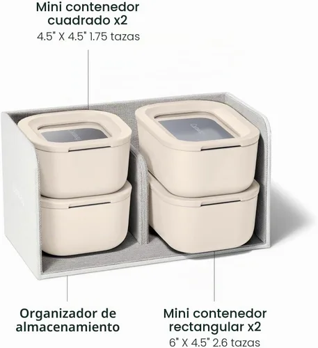 Vista 3 de Caraway Set de Contenedores de Almacenamiento de Alimentos Mini de 9 piezas - Contenedores de Almacenamiento de Vidrio para Alimentos - Vidrio