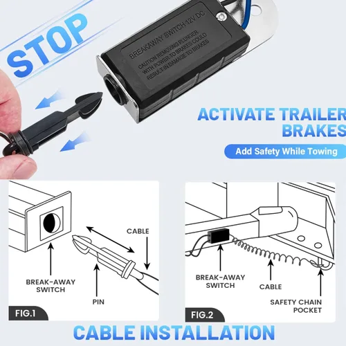 Vista 6 de MECMO Cable de remolque en línea de 7 vías, resistente de 8 pies, listado UL, con caja de conexiones de 7 bandas, interruptor de ruptura de 12 V