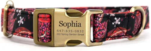 Vista 21 de Collar de perro personalizado con nombre y número de teléfono grabado, collar ajustable personalizado para cachorros, collar de algodón orgánico