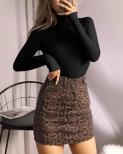 Vista 44 de MANGOPOP - Enterizo para mujer, manga larga, cuello de tortuga, cuello alto falso, estilo top