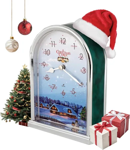 Vista 10 de JUSTIME Reloj de mesa luminoso Polaris Silent Night de 12 canciones de villancicos de Navidad, decoración de Navidad, multicolor, selección