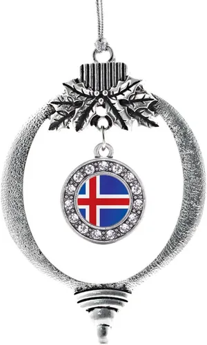 Vista 110 de Inspired Silver - Adorno con dije de cara de carlino - Adornos navideños de círculo de plata con joyas de circonita cúbica