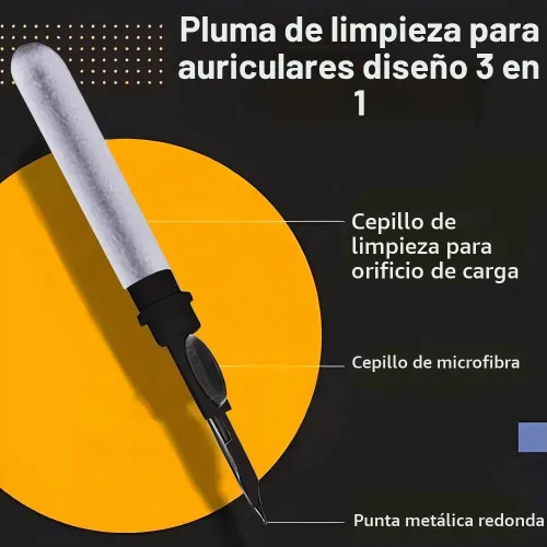 Vista 2 de Kit limpiador para auriculares, kit de limpieza para Airpods Pro 1 2 3, herramienta de limpieza multifunción con cepillo, esponja de vellón