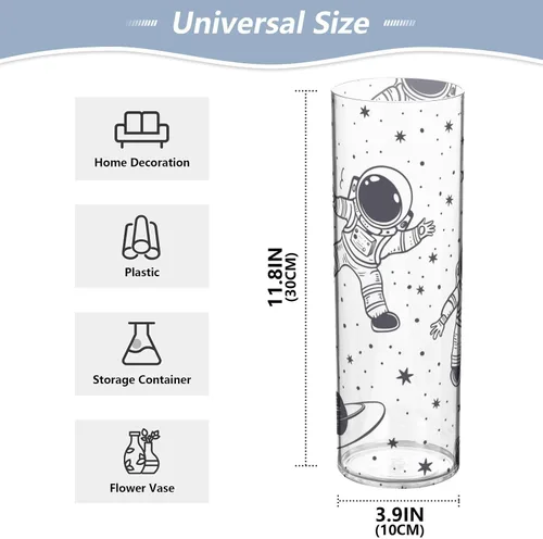 Vista 2 de Jarrón decorativo de plástico de líneas simples para decorar la sala de estar, mesa de boda, oficina, fiesta, jarrón, para centro de mesa