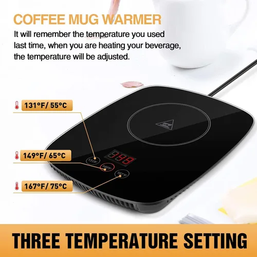 Vista 2 de YEOSEN Calentador de taza de café, calentador de taza de café mejorado con 3 ajustes de temperatura, calentador de bebidas de temperatura ajustable