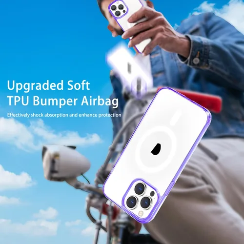 Vista 8 de Funda magnética compatible con iPhone 13 Pro, compatible con carga inalámbrica MagSafe, parte trasera transparente antiarañazos, a prueba de golpes
