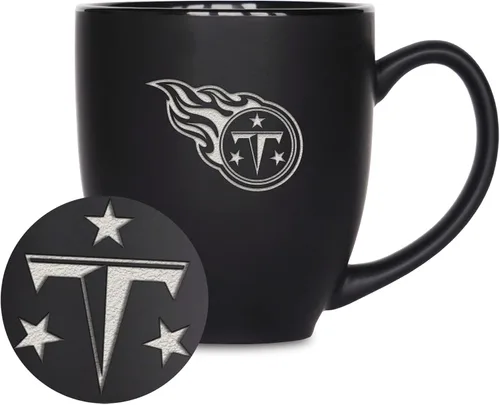 Vista 37 de Rico Industries Taza Bistro Mate Negra de Fútbol Americano NFL de 15 onzas - Para Bebidas Calientes o Frías - Logotipo del Equipo Grabado para una