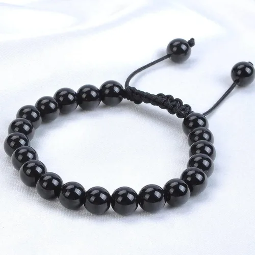 Vista 3 de IS4A Pulsera de protección contra el mal de ojo de ágata negra que ayuda a liberar la negatividad