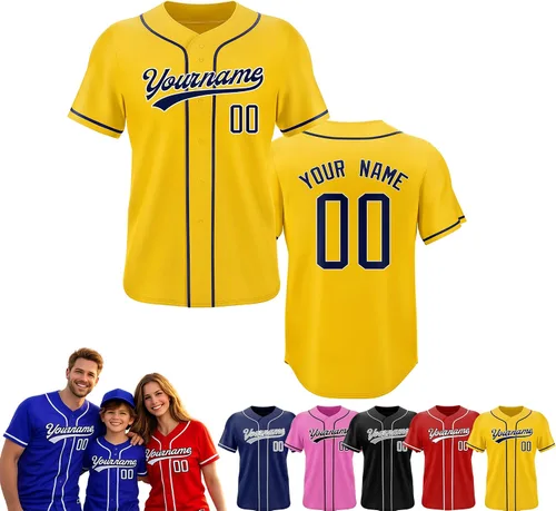 Vista 11 de Camiseta de béisbol personalizada, nombre del equipo, número de equipo, logotipo, camisetas impresas cosidas, uniformes deportivos, regalos
