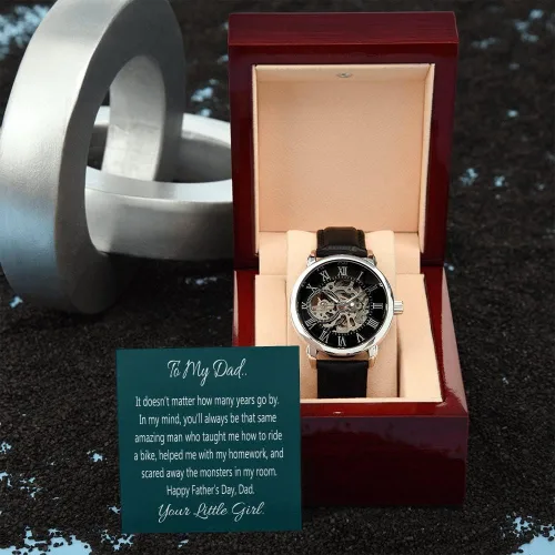 Vista 7 de Reloj para mi papá, regalo para papá de hija, reloj calado con tarjeta de mensaje para papá, regalo del día del padre de hija, reloj calado